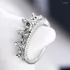 Cluster-Ringe, luxuriöse Atmosphäre, Kristallzirkon für Frauen, zweifarbig, optional, Hochzeit, exquisite Krone, weiblicher Ringschmuck