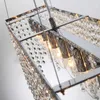 Lustres retângulo claro lustre de cristal cromo sala jantar pendurar lâmpada foyer quarto luminárias e27 lâmpada aço inoxidável