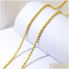 Collane con ciondolo Disegni a catena in oro per donna Au750 18 carati 1,5 mm all'ingrosso 18 carati collana in corda solida consegna a goccia pendenti di gioielli Otc5P