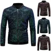 Vestes pour hommes Veste pour hommes Vêtements d'extérieur Mode Paillettes brillantes Vintage Baseball Cou Printemps Manches Longues Fermeture À Glissière Manteau Sexy Club Vêtements De Fête