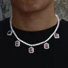 Kedjor hiphop smycken amazon säljer rubin pendel tenniskedjan halsband kreativ personlig