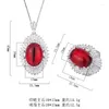 Anhänger Halsketten EYIKA Retro Frauen Braut Hochzeit Simulierte Jade Schmuck Oval Erstellt Smaragd Grün Rubin Rot Gepflasterte CZ Blume Halskette