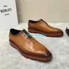 BERLUTI chaussures habillées pour hommes chaussures Oxfords en cuir Berluti chaussures en cuir d'affaires formelles classiques chaussures à lacets à semelle épaisse HBZH