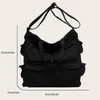 Evening Bags Canvas Women's Bag Big Messenger Y2K Shoulder Cross Eco Shopper Korean Satchel Murse Black Pockets Tote Handbags