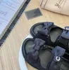 dad sandals designer sandals Women classic Sandals casual flat sandals Luxury leather bow dad sandal Summer Outdoor beach sandals velour bowknot Pearl sandals
