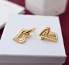 Stud 18K vergulde luxe designer oorbellen Studs Damesmode Eenvoudige strass hanger Oorbedel Sieraden Lucky Gold Kleur 925 zilveren naaldoorbel met doos