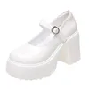 Sapatos de vestido mulheres moda branco plataforma bombas super salto alto fivela cinta mary jane senhoras goth festa de salto grosso fêmeas