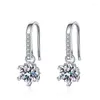 Dangle Oorbellen DRring 0.5CT 5mm Echte Moissanite Drop Voor Vrouwen D Kleur Sneeuwvlok S925 Sterling Zilveren Bruiloft Sieraden