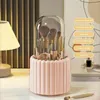 Boîtes de rangement Organisateur de récipient de brosse de maquillage 360 Porte-rotation avec capacité de couvercle à poussière pour la vanité