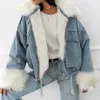 Women's Fur Vintage Woman Jacket Navidad Blue Black For Women Oversized Faux Thick Warm Parkas With Tassels Slim Coats Winter