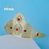 Aug Crystal Flower Bridal Crown for Women Tiaras Big Wedding Hair Jewelry Crowns 240102