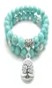 SN0643 Tree of Life Jewelry Yoga Mala Armband Turquoise Healing Protection Elastic Pärled Stackande armband Spirituella smycken PS03330338