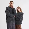 100% coton vêtements personnalisés pour hommes pull à col rond Vintage noir lavage à l'acide sweats à capuche bricolage/texte imprimé sweats Y2K vêtements 240102