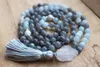 Halsband naturliga labradorit 108 mala pärlhalsband meditation mala halsband yoga smycken tofs halsband hand knuten bön halsband