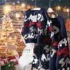 Tonytaobaby Kinder-Weihnachtsthema Englischer lockerer Pullover Eltern-Kind-Pullover 240102