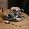 260ml Ceramic Face Coffee Cup Dish with Spoon European Character Mug Decor Afternoon Camellia Tea Breakfast Milk 240102