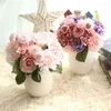 Flores decorativas buquê artificial segurando flor falso florescendo peônia noiva casa rosa centro de casamento decoração