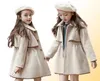 어린이 소녀 코트 겉옷 겨울 여자 재킷 모직 긴 트렌치 십대 따뜻한 옷 아이 의상 4 6 8 8 10 12 년 L3293393