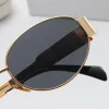 Sunglasses for Women Designers Elite Glasses Metal Mens Universal Polarized Oval Rimmed Nose Rest Metal Polished Temples Style Shades with Box