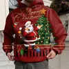 Herrtröjor Santa Claus Print Hoodie för män mode tecknad älg mönster tröja 2024 julårsfest toppar överdimensionerade y2k kläder