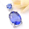 Luckyshine 12 pièces lot bijoux de mariage topaze bleue suisse ovale pierres précieuses 925 colliers en argent pour femmes pendentifs chaîne NEW301z