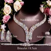 High-End wunderschöne bunte Zirkonia Blattform große Hochzeit Halskette Braut 4-teiliges Schmuckset für Frauen T0854 240102