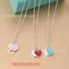 Pendant Necklace Tie Home Collar Chain Designer Jewelry Tifannissm Classic S925 Sterling Silver Enamel Peach Heart High Edition