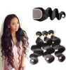 Brazilian Body Wave Human Hair 3 Bundles With Closures Natural Black Color6355819