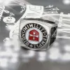 Hot New Male Iron Knights Templar Cross Silver Freemason Masonic Band 14K White Gold Ring Vintage Mason Jewelry Rings for Men