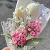 Düğün Çiçekleri Pembe Sümbül Yapay Kumaş İğne İşleri Nedime Buket Mariage Örgü Çiçek Eller İçin Dokuma