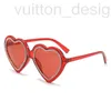 Óculos de sol quadros designer marca coração cravejado óculos de sol, pêssego resistente uv em forma de coração doce colorido proteção solar afls