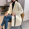 Cárdigan de terciopelo de imitación de visón para mujer, suéter tejido para otoño e invierno, abrigo cálido grueso, chaqueta elegante, Top C