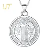 Halsband U7 Sterling Sier Coin Saint Benedict Halsband Dainty Chain Sacrament