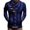 Giacche da uomo collo alto autunno e inverno cappotto in maglia con bottoni sottili maglione taglie forti da uomo