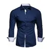 Men's Casual Shirts Men Shirt Turn-down Collar Single-breasted Long Sleeve Warm Cardigan Slim Fit Formal Business Style Office