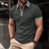 Polos masculinos elegante camisa polo confortável ao ar livre botão superior lapela estilo havaiano luxo