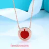 TifannisSM Pendant Necklac Best Sell Birthday Christmas Gift Ny stor dubbel T -formad rund tårta T Family Necklace Kvinnlig vit Fritillaria