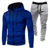 Men's Hoodies Men Jacket Mens Clothing Fall And Winter Sports Plus Fleece Polka Dot Print Zipper Hoodie Pant Suit Male Coat For