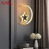 Lámpara de pared Abril Luces nórdicas Apliques de latón Contemporáneo Creativo Luna Estrella LED Interior para el hogar