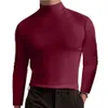 Nuova tendenza Abbigliamento moda uomo europeo e americano, T-shirt a maniche lunghe a collo alto autunno e inverno, Camicia inferiore da uomo, Top tinta unita