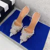 Designer Brand Women Pumpar Rhinestones High Heels Transparenta Sandals Slingbacks Point Toe Party Bride Wedding Shoes Ladies 240102