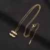 Luxury Designer Brand Double Letter Pendant Necklaces Chain 18K Gold Plated Crysatl Rhinestone Sweater Newklace for Women Wedding Jewerlry Accessories