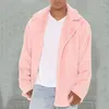 Men's Jackets Winter Clothing Luxury Pink Wool Jacket Premium Streetwear Lapel Solid Color Long Sleeve Loose Fleece Coat 2024