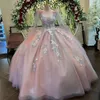 Sparkly Pink Princess Ball Gown Quinceanera Dresses 2024 Appliques Spaghetti Strap Sweetheart Sequined Vestidos De 15 Anos Gala