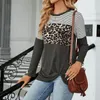 Damen T-Shirts Mode Slim Fit Damen Bluse Langarm Pullover Top für Damen T-Shirt Leopardenmuster Lounge Wear Lady Herbst Winter