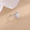 Cluster Ringe Silber Farbe Funkelnder Zirkon Manschettenring Für Frauen Mode Einfache Vintage Elegante Romantische Hochzeit Braut Schmuck Geschenk