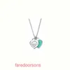 TifannisSM Necklace Classic Popular Temperamen Fashion T Home S925 Silver Blue Dropped Emalj Heart Shaped Pendant Necklace Tie