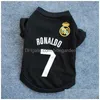 Sublimación en blanco Ropa para perros Primavera Otoño Mascotas Perros Camiseta Negro Portugal Camiseta de fútbol Equipo Ronaldo Drop Entrega DH2HX