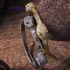 Bracciale alla moda da donna per pneumatici per auto in oro rosa argento braccialetto da donna nuovo rame micro intarsiato zircone leggero leopardo a doppia testa da donna di lusso con scatola originale