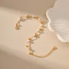 Link Bracelets 18k Gold Plated Round Beads Copper Tube Chain Women Trend White Pearl Bracelet For Teens Girls Nice Jewelry Gift